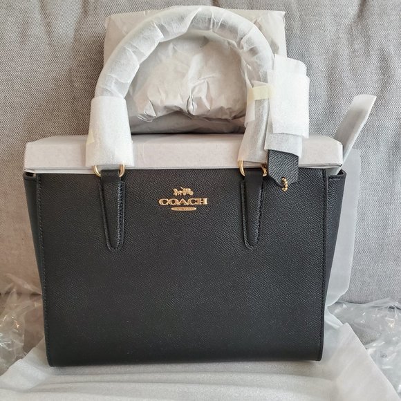 Coach Handbags - NWT Coach Black Leather Crossgrain Satchel